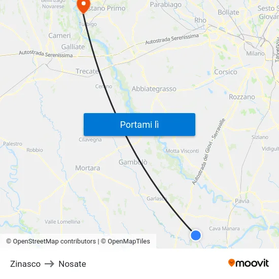 Zinasco to Nosate map