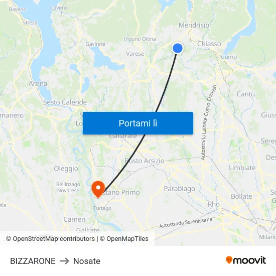 BIZZARONE to Nosate map