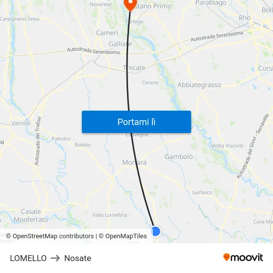 LOMELLO to Nosate map