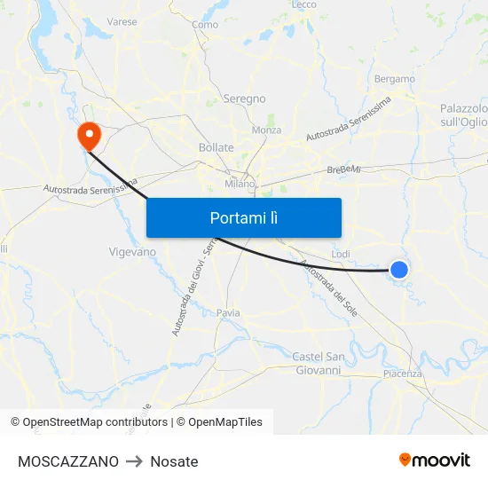 MOSCAZZANO to Nosate map
