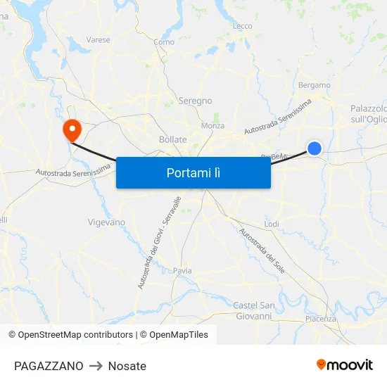 PAGAZZANO to Nosate map