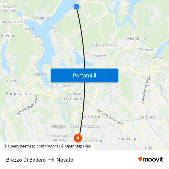 Brezzo Di Bedero to Nosate map