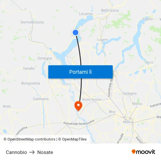 Cannobio to Nosate map