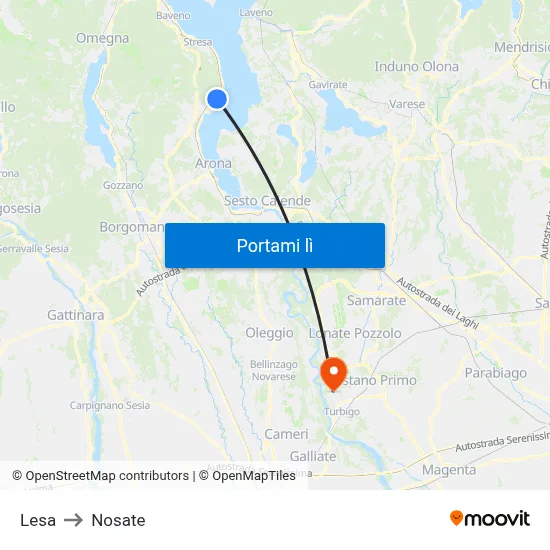 Lesa to Nosate map
