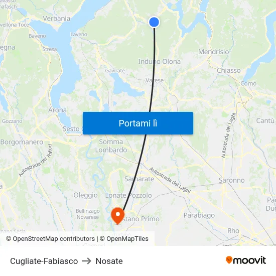 Cugliate-Fabiasco to Nosate map