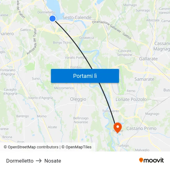 Dormelletto to Nosate map