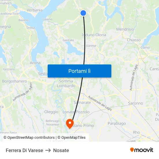Ferrera Di Varese to Nosate map