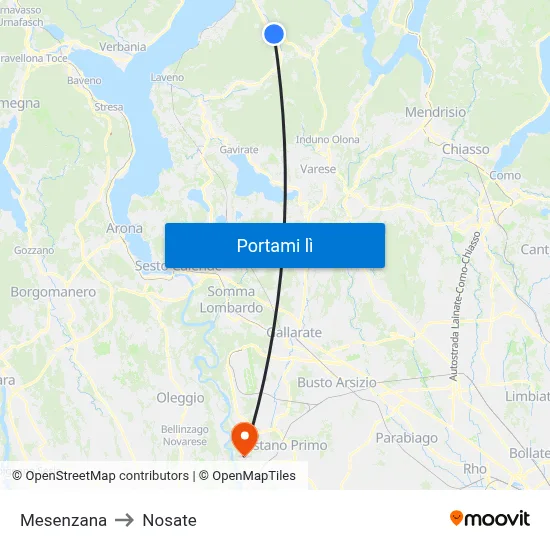 Mesenzana to Nosate map