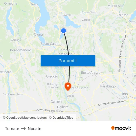 Ternate to Nosate map