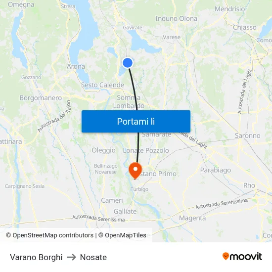 Varano Borghi to Nosate map