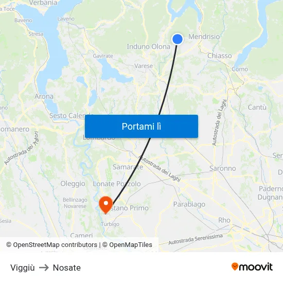 Viggiù to Nosate map