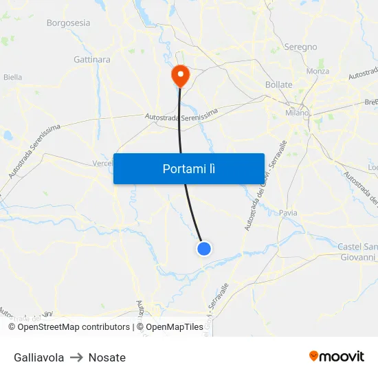 Galliavola to Nosate map