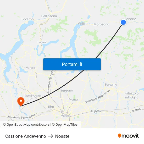Castione Andevenno to Nosate map