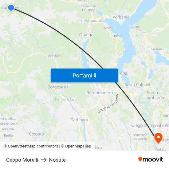 Ceppo Morelli to Nosate map