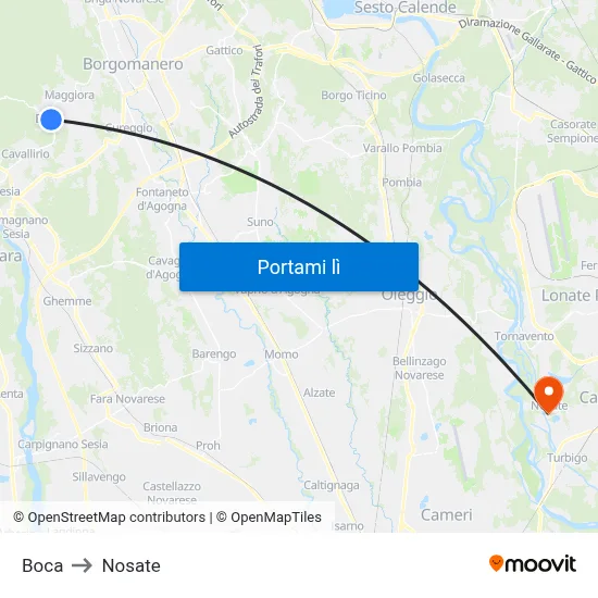 Boca to Nosate map
