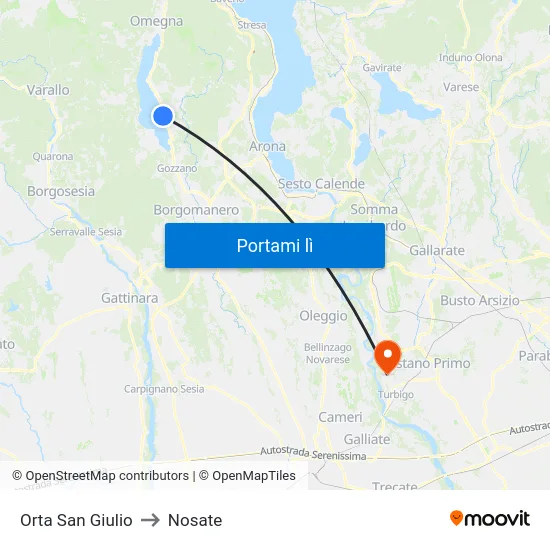 Orta San Giulio to Nosate map