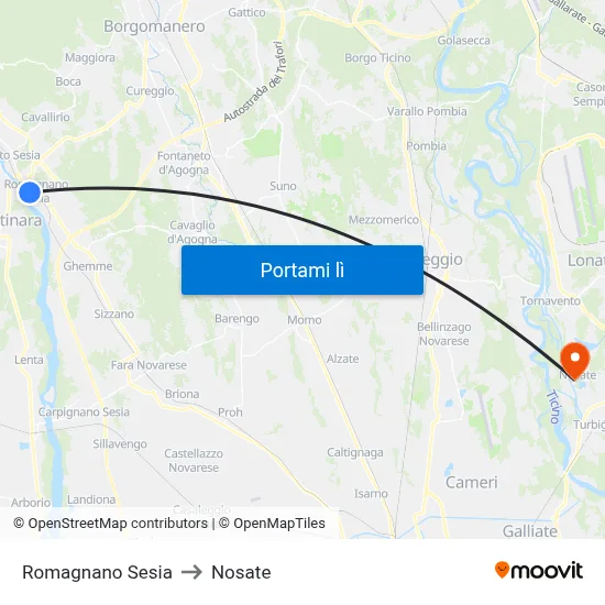 Romagnano Sesia to Nosate map