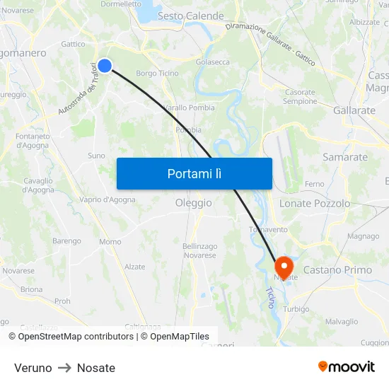 Veruno to Nosate map