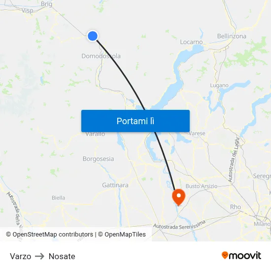 Varzo to Nosate map