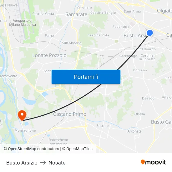 Busto Arsizio to Nosate map