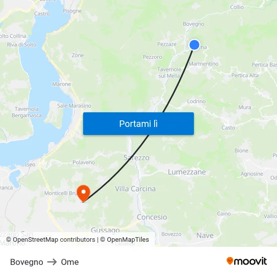Bovegno to Ome map
