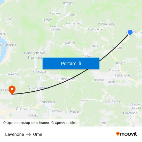 Lavenone to Ome map