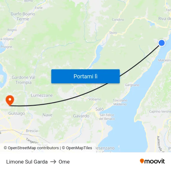 Limone Sul Garda to Ome map