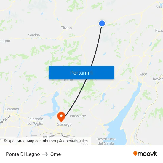 Ponte Di Legno to Ome map