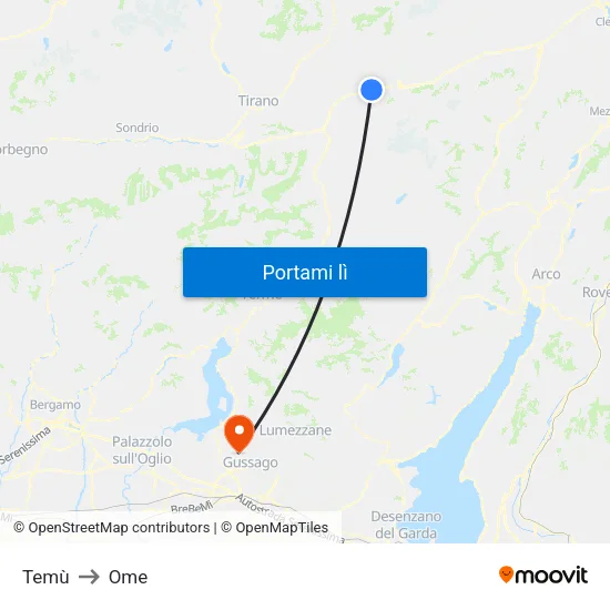 Temù to Ome map