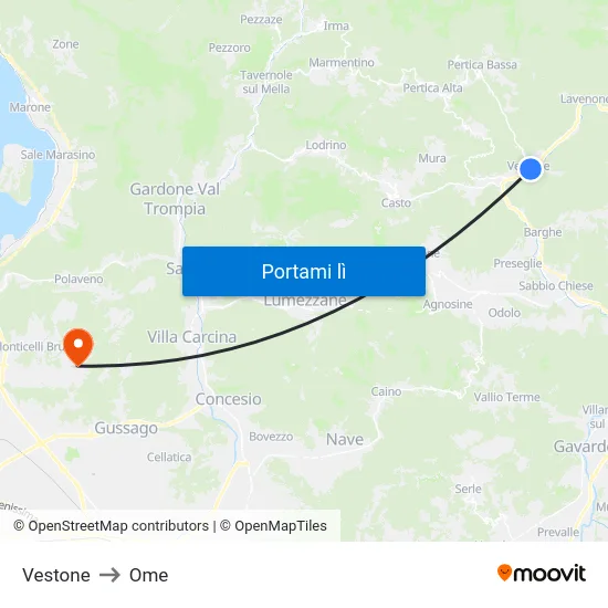 Vestone to Ome map