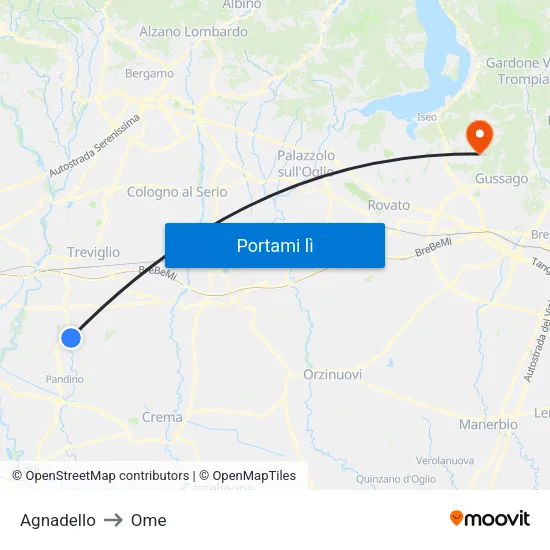 Agnadello to Ome map