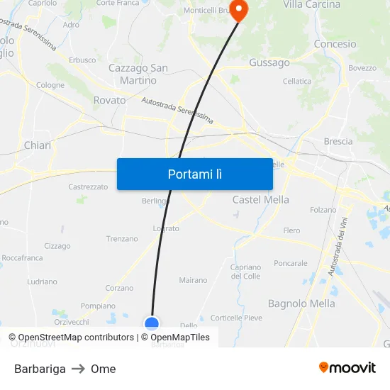 Barbariga to Ome map