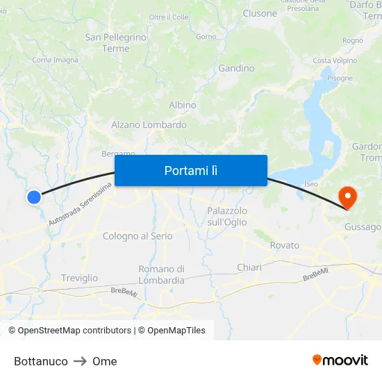Bottanuco to Ome map