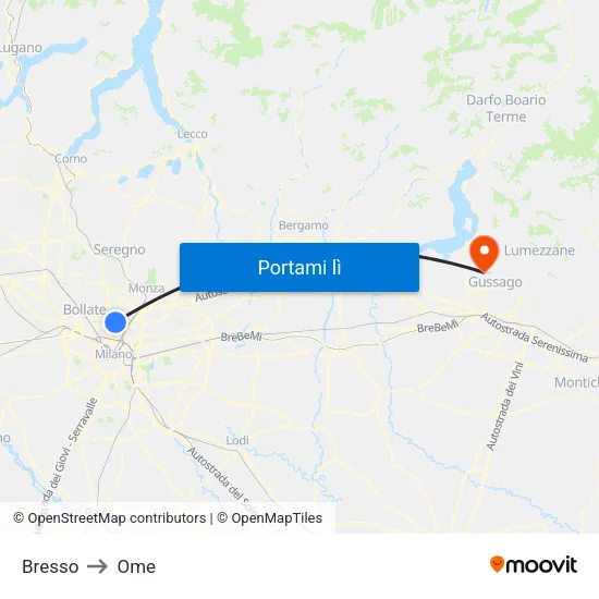 Bresso to Ome map