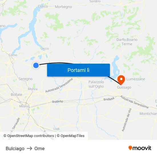 Bulciago to Ome map