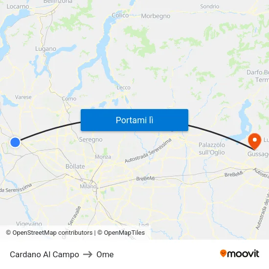 Cardano Al Campo to Ome map