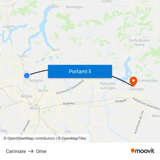 Carimate to Ome map