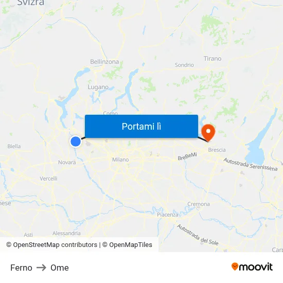 Ferno to Ome map