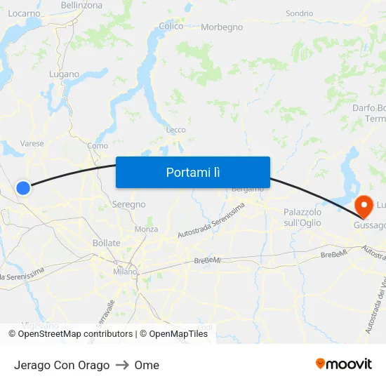 Jerago Con Orago to Ome map