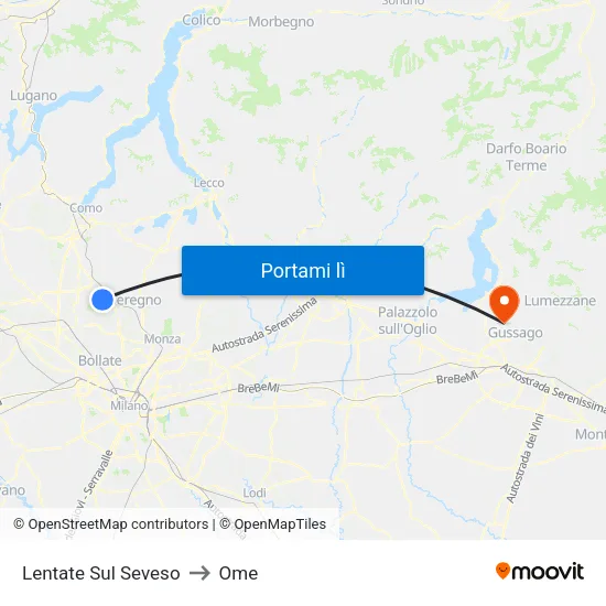 Lentate Sul Seveso to Ome map