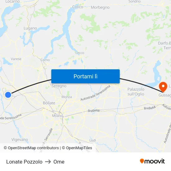 Lonate Pozzolo to Ome map