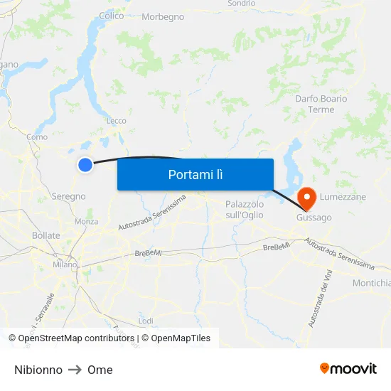 Nibionno to Ome map