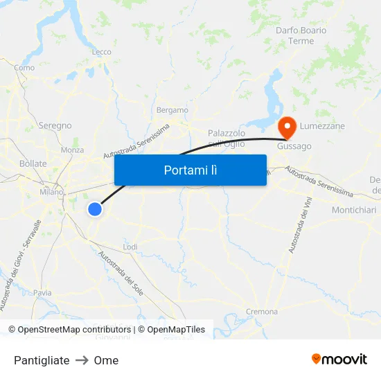 Pantigliate to Ome map