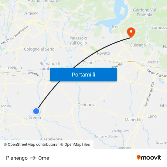 Pianengo to Ome map