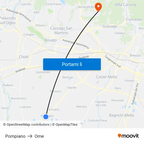 Pompiano to Ome map