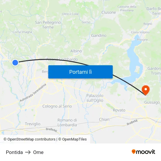 Pontida to Ome map