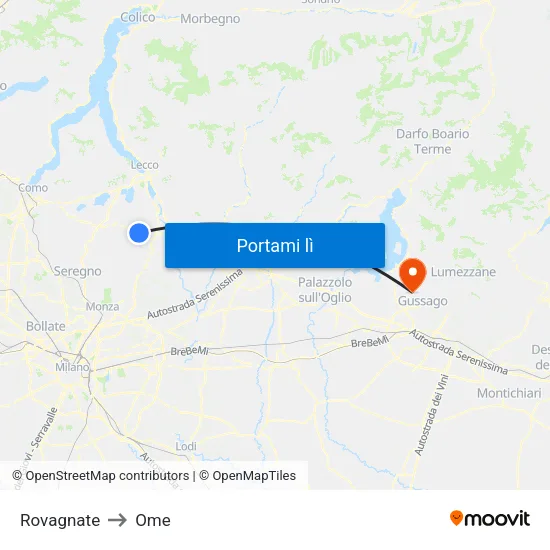 Rovagnate to Ome map