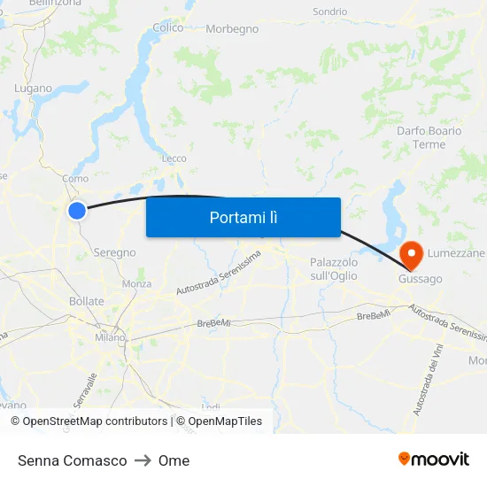 Senna Comasco to Ome map