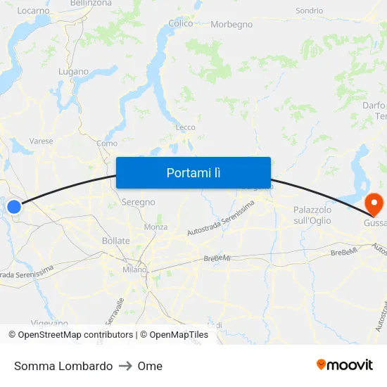 Somma Lombardo to Ome map