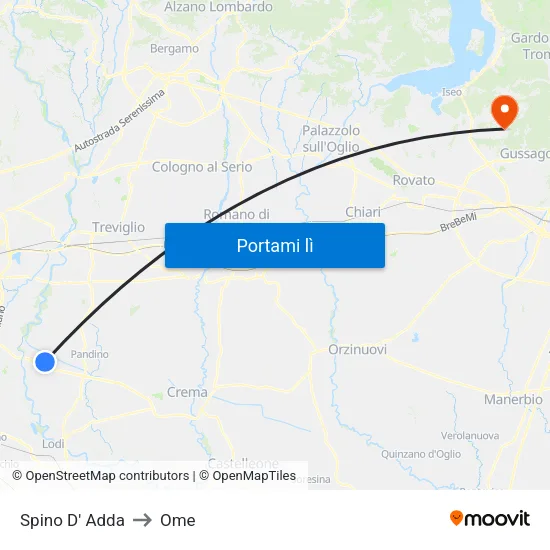 Spino D' Adda to Ome map